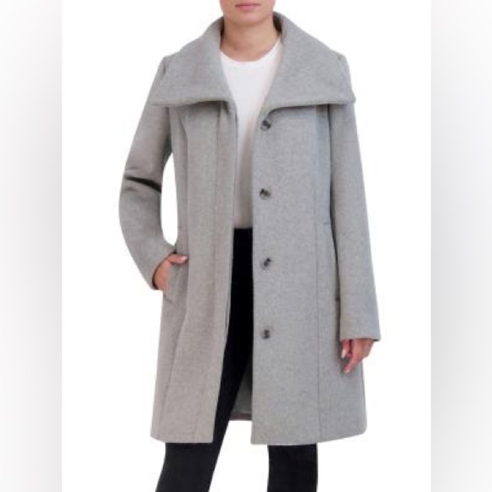 Convertible Collar Wool Blend Coat